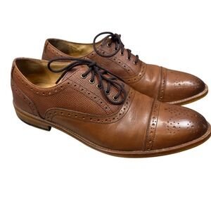 Warfield & Grand Oxford Cognac Brogue Cap Toe Men's Dress Shoes Size 10.5